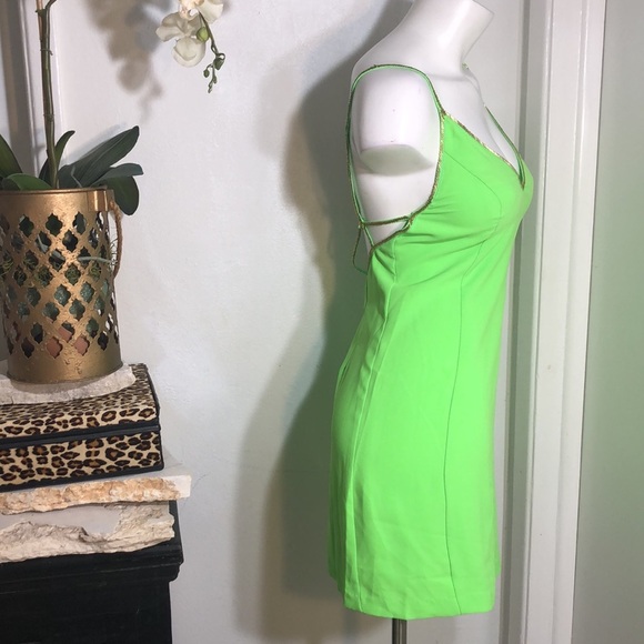 ARC &‎ CO. Strappy Green Beaded Mini Dress - Picture 6 of 12